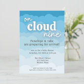 Invitation Baby shower de neuf nuages (Debout devant)