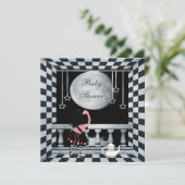 Invitation Baby shower de neutre d'Alice, de Flamant rose et (Debout devant)