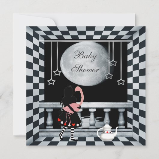 Invitation Baby shower de neutre d'Alice, de Flamant rose et (Devant)