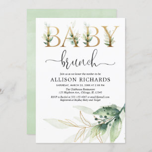 Invitation Baby shower de neutre de genre de verdure de