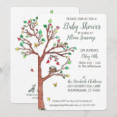 Invitation Baby shower de nid d'oiseau mobile Feuille Heart (Devant / Derrière)