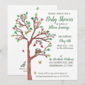 Invitation Baby shower de nid d'oiseau mobile Feuille Heart (Devant / Derrière)