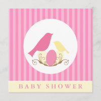 Baby shower de nidification des oiseaux roses et j