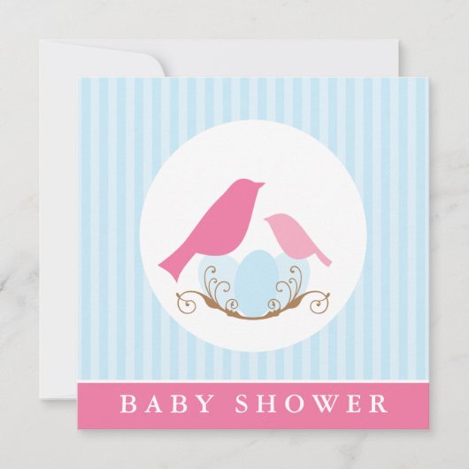 Invitation Baby shower de nids d'oiseaux (Devant)