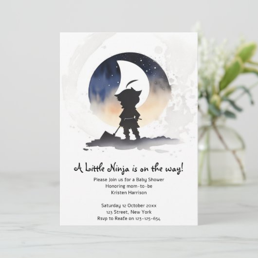 Invitation Baby shower de Ninja (Debout devant)