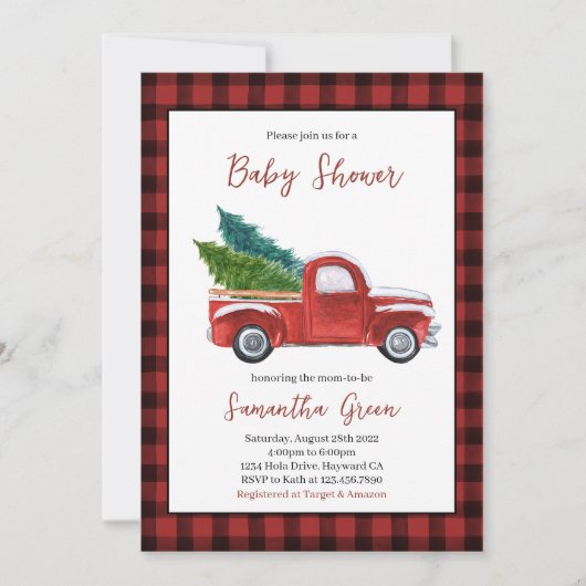 Invitation Baby shower de Noël (Devant)