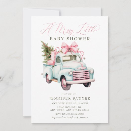 Invitation Baby shower de Noël (Devant)