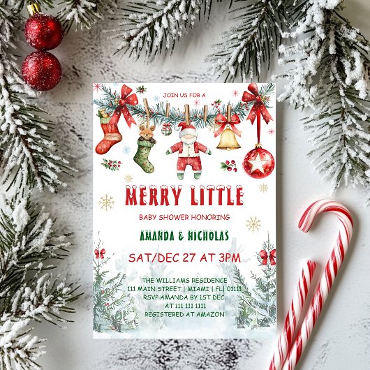 Invitation Baby shower de Noël