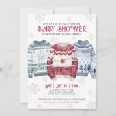 Invitation Baby Shower de Noël au pull moche (Devant)