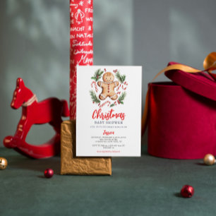 Invitation Baby Shower de Noël avec des biscuits au gingembre