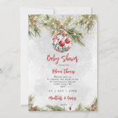 invitation baby shower de noël bauble (Devant)