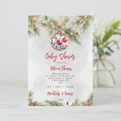 invitation baby shower de noël bauble (Debout devant)