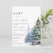 Invitation Baby shower de Noël | Bébé Son Froid À L'Extérieur (Debout devant)