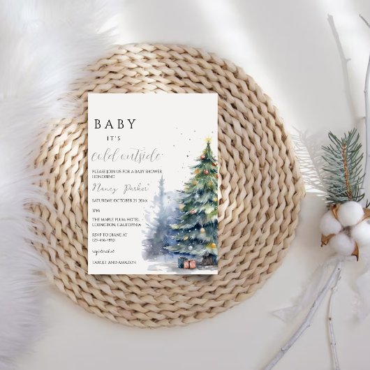 Invitation Baby shower de Noël | Bébé Son Froid À L'Extérieur