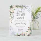 Invitation Baby shower de Noël blanc (Debout devant)