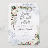 Invitation Baby shower de Noël blanc (Devant / Derrière)