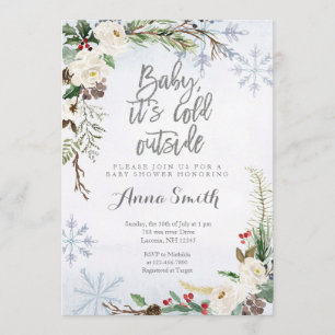 Invitation Baby shower de Noël blanc