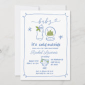 Invitation Baby shower de Noël bleu hiver (Devant)