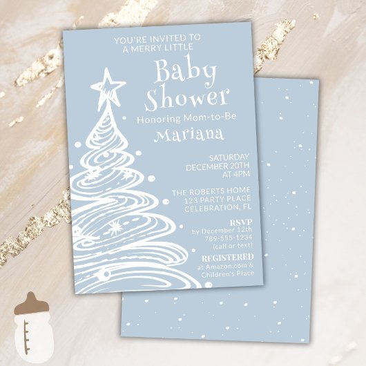 Invitation Baby shower de Noël Boho Blue Boy