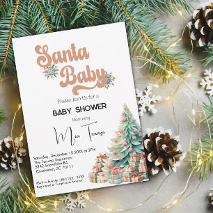 Invitation Baby shower de Noël Boho Retro