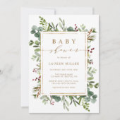Invitation Baby shower de Noël Botanical Greenery (Devant)