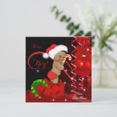 Invitation Baby shower de Noël Boy Red Black Ethnic (Debout devant)