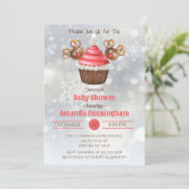 Invitation Baby shower de Noël Cupcake (Debout devant)