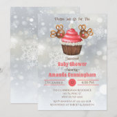 Invitation Baby shower de Noël Cupcake (Devant / Derrière)