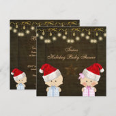 Invitation Baby shower de Noël de jumeaux de garçon et de (Devant / Derrière)