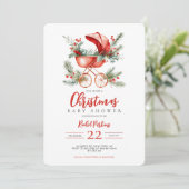 Invitation Baby shower de Noël de la poule rouge (Debout devant)