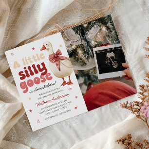 Invitation Baby shower de Noël de l'oie sotte Photo