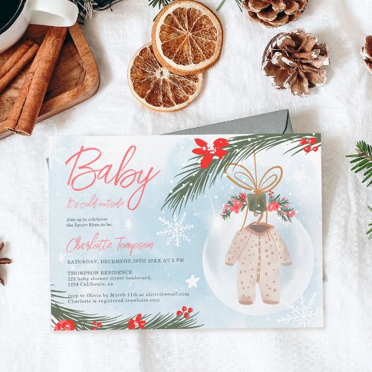 Invitation Baby shower de Noël de neige d'hiver