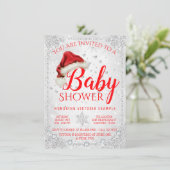 Invitation Baby shower de Noël de Santa Hat Snowflake (Debout devant)