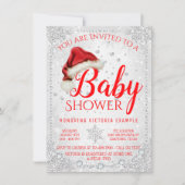 Invitation Baby shower de Noël de Santa Hat Snowflake (Devant)