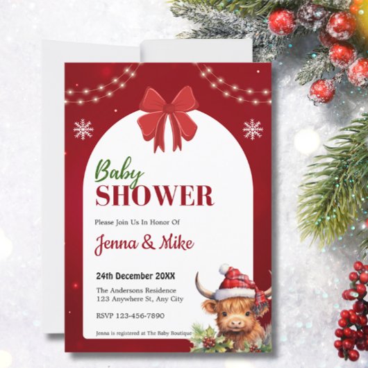 Invitation Baby shower de Noël de Vache de Vache de la région