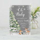 Invitation Baby shower de Noël des flocons blancs d'hiver (Debout devant)