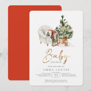 Invitation Baby shower de Noël d'hiver