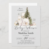 Invitation Baby shower de Noël d'hiver (Devant / Derrière)