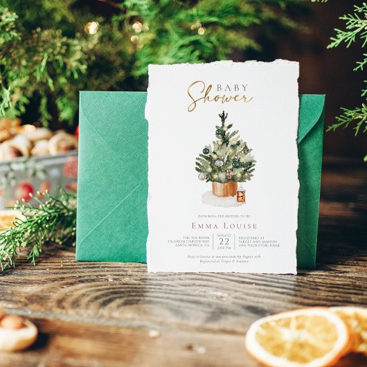 Invitation Baby shower de Noël d'hiver