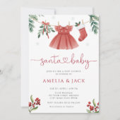 Invitation Baby shower de Noël d'hiver de père Noël (Devant)