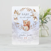 Invitation Baby shower de Noël d'hiver Fleurs de coton (Debout devant)