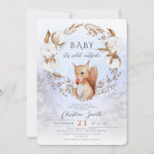 Invitation Baby shower de Noël d'hiver Fleurs de coton (Devant)
