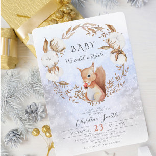 Invitation Baby Shower de Noël d'Hiver Fleurs de Coton