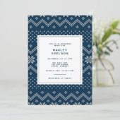 Invitation Baby shower de Noël du garçon Knit d'hiver bleu (Debout devant)