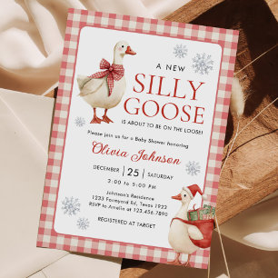 Invitation Baby shower de Noël En vichy oie sotte