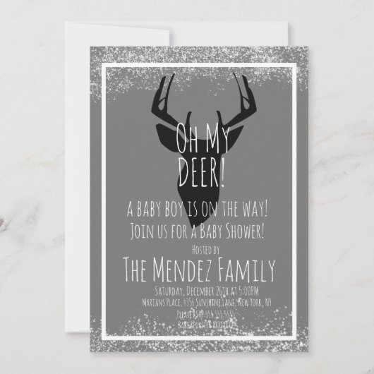 Invitation Baby shower de Noël enneigé (Devant)