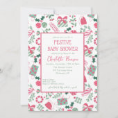 Invitation Baby shower de Noël festif (Devant)