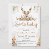 Invitation Baby shower de Noël Floral Reindeer d'hiver (Devant)