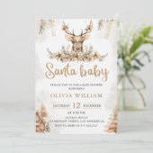 Invitation Baby shower de Noël Floral Reindeer d'hiver (Debout devant)