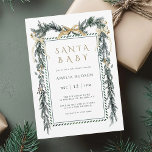 Invitation Baby shower de Noël Garland Père Noël<br><div class="desc">Cette élégante invitation au baby shower comprend une guirlande de pin de Noël aquarelle décorée de rubans rouges,  de baies sèches,  de verdure botanique et de calligraphie élégante. Pour une personnalisation plus avancée de cette conception,  cliquez sur le lien "Customiser plus loin".</div>